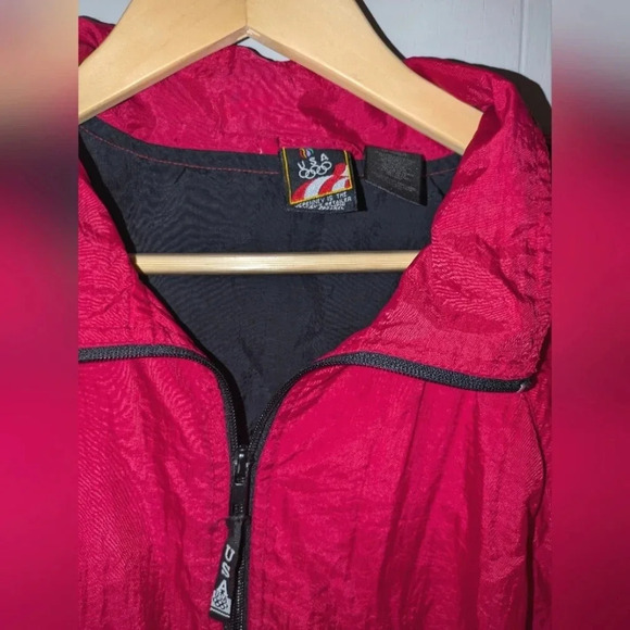 Olympics Windbreaker Jacket Team USA Black Red size Large 90's Vintage - Picture 2 of 6
